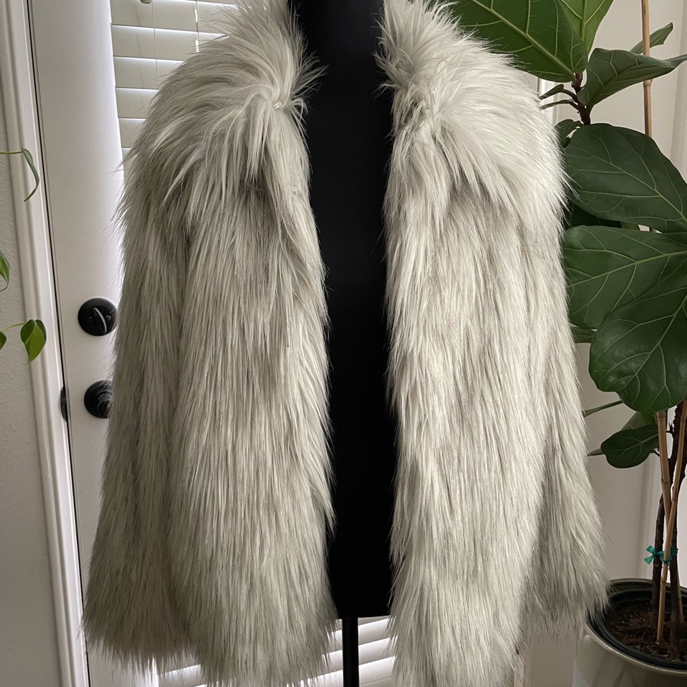 Topshop Plush Teddy Jacket in Cream